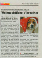 PrimaSonntag 7.11.2009: Erstes weltweites Christhündle gesucht